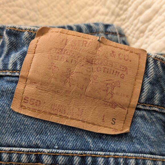 Vintage 90s Levi's 550 Denim Tapered Leg Mom Jeans Relaxed Fit Dark Wash Jrs 9 - Picture 7 of 9
